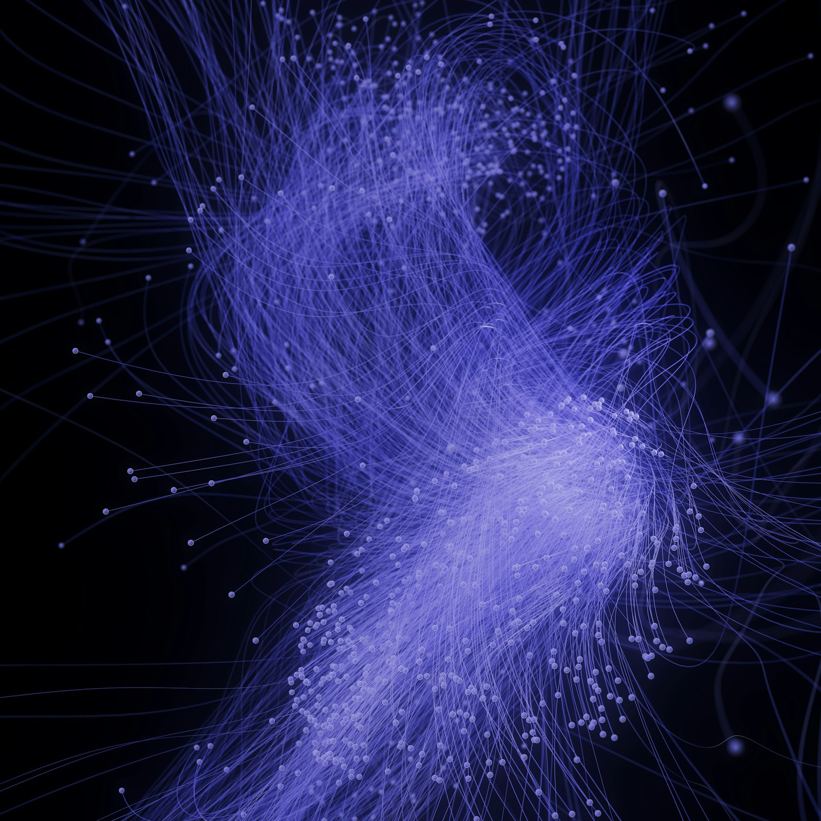 Abstract glowing network of connected data lines