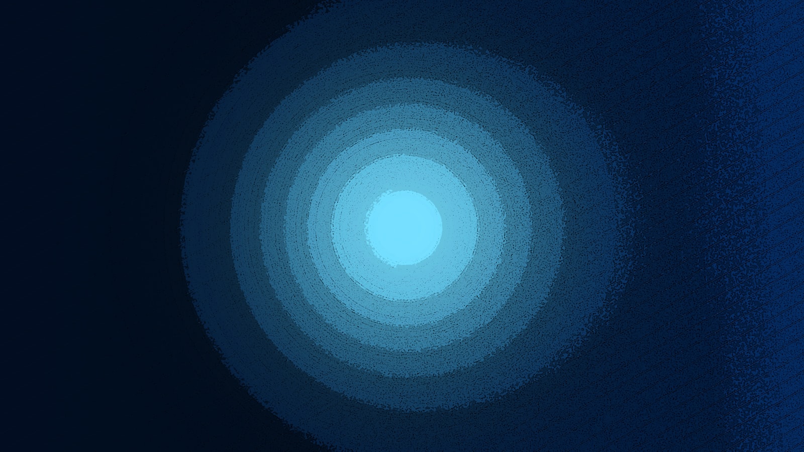 Concentric rings of blue light radiating on a dark ground